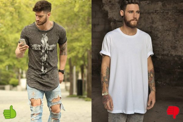 T-shirt longline pour hommes