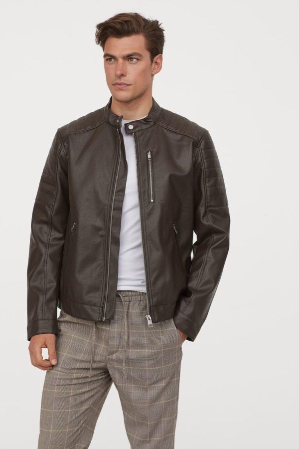 Vestes en cuir H&M pour hommes Veste en fausse fourrure