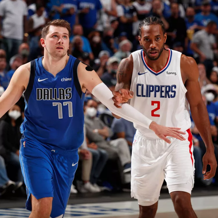 Les stars de la NBA Luka Doncic et Kawhi Leonard