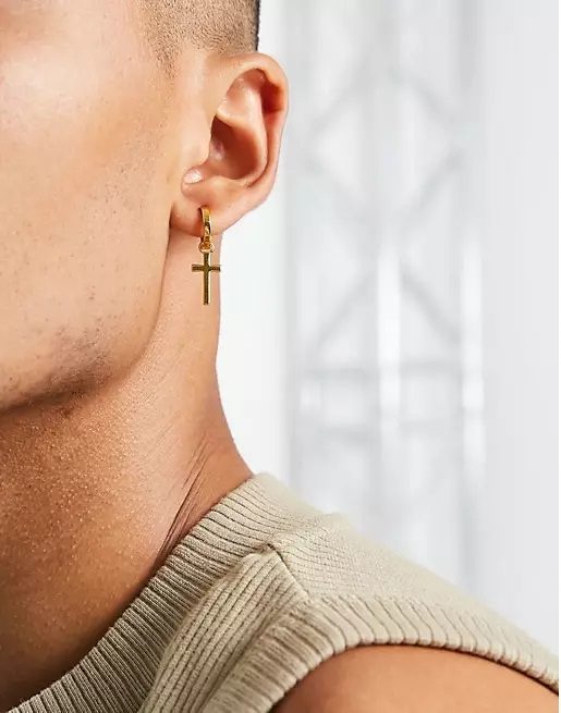 Toutes les boucles d'oreilles croix dorées asos pour homme 