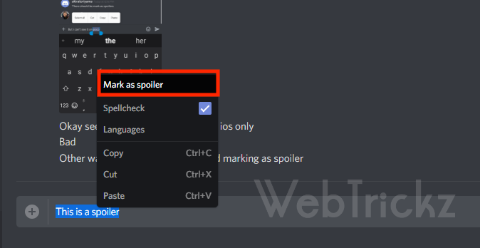 Can you mark an image as a spoiler on Discord mobile?