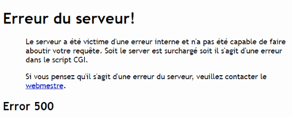 C'est quoi 500 Internal Server Error ?